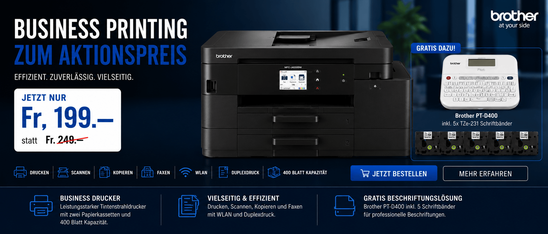 Brother J4550_inkl gratis ptouch d400_ohnecashback Brother J4550 inkl gratis ptouch d400 ohnecashback